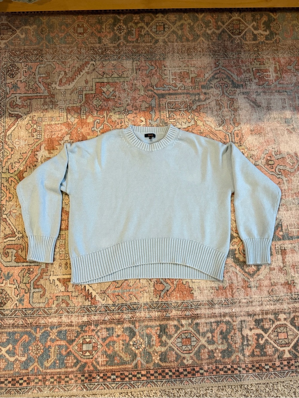 Quince Cotton Boyfriend Sweater - Light Blue - M